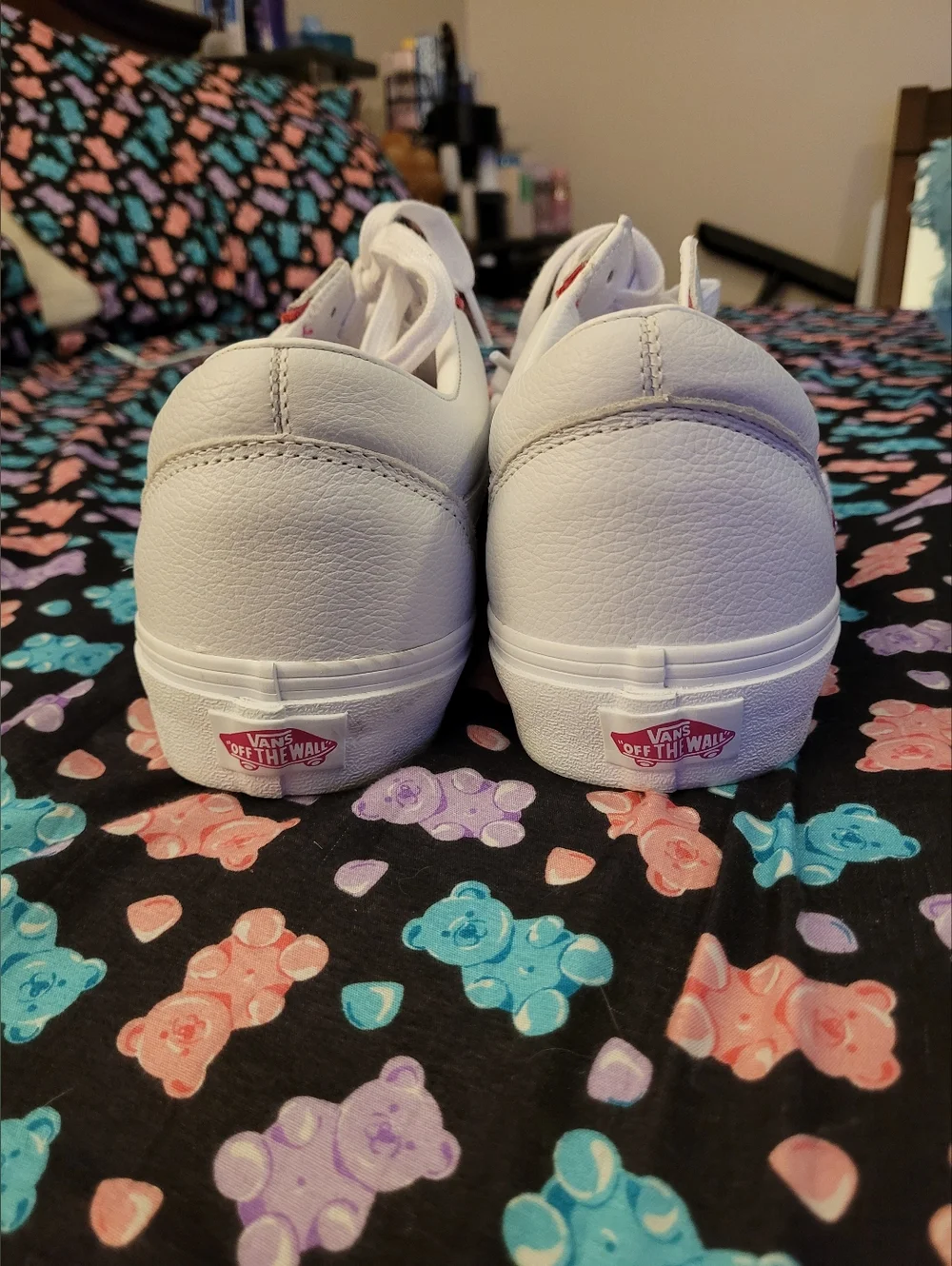 Vans Old Skool Bolt Pop Pink Glow White Leather Sneakers Womens 12 Mens 10.5 - Picture 5 of 6